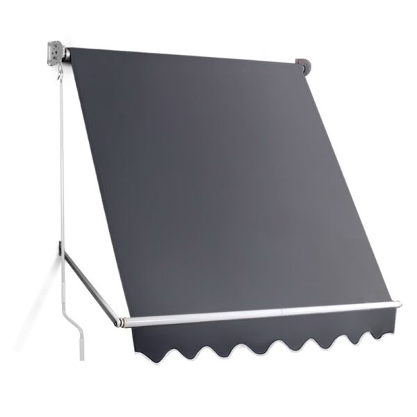 Aplusliving-Outdoor Retractable Awning 1.8x2.1M UV Resistant Polyester Canopy Shade Grey