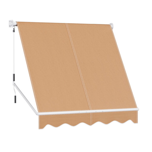 Aplusliving-Outdoor Retractable Awning 2.1x2.1M UV Resistant Patio Sun Shade Beige