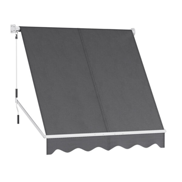 Aplusliving-Outdoor Retractable Awning 2.1x2.1M UV Resistant Patio Sun Shade Grey