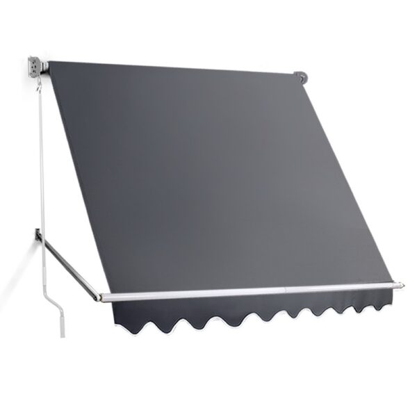 Aplusliving-Retractable Outdoor Awning 2.4x2.1M UV Resistant Patio Window Sun Shade Grey