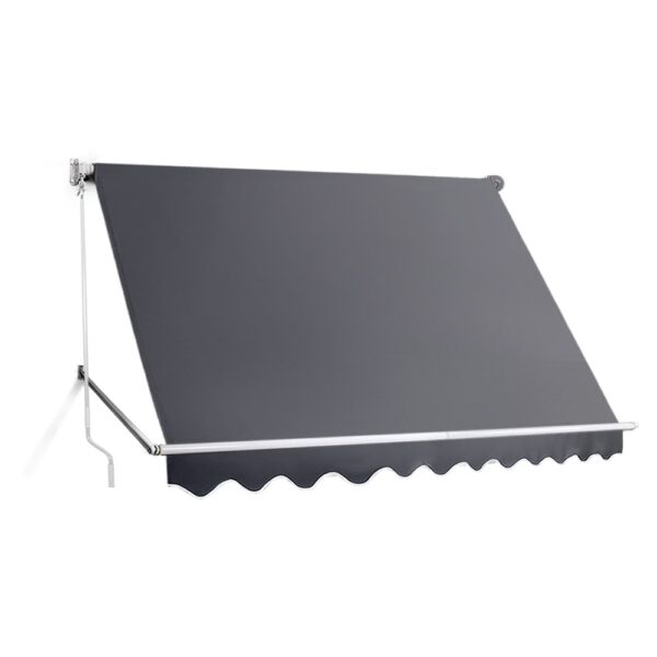 Aplusliving-Retractable Outdoor Awning 2.8x2.1m UV Resistant Patio Sun Shade Canopy Gray