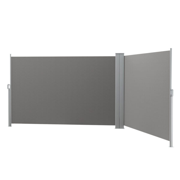 Aplusliving-Retractable Outdoor Privacy Screen Sun Shade 2x6M UV Resistant Grey Patio Awning