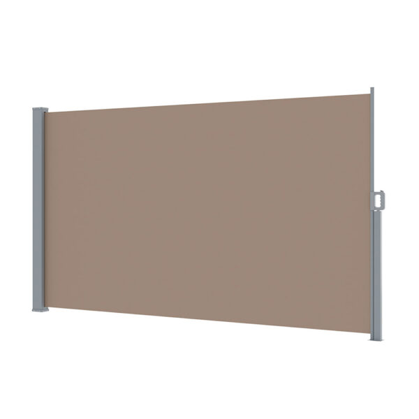 Aplusliving-Retractable Side Awning Brown 1.8x3m UV Resistant Easy Install Privacy