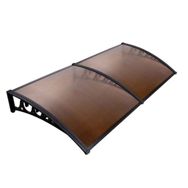 Aplusliving-1x2m Brown Polycarbonate Door Window Awning Canopy UV Rain Protection DIY Kit