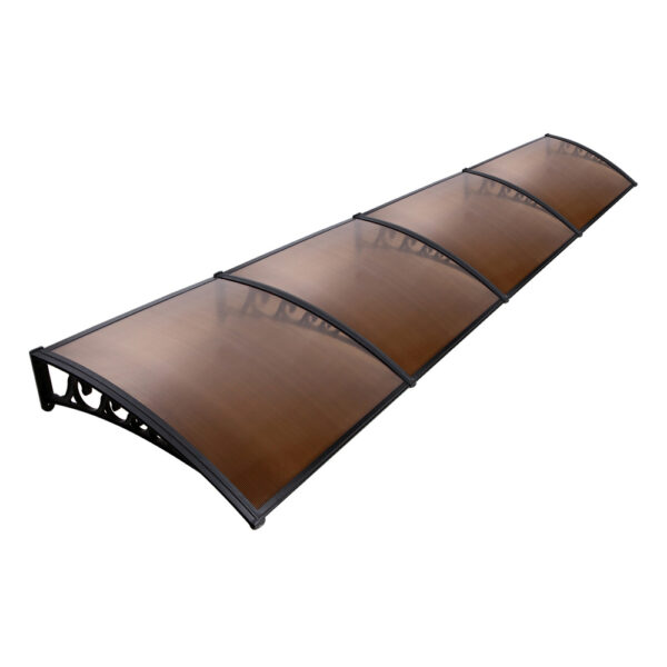 Aplusliving-UV Rain Resistant Brown Door Window Awning Canopy Sun Shield 1x4m DIY Patio