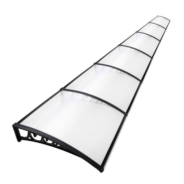 Aplusliving-UV Rain Resistant Door Window Awning Canopy White Sun Shield 1x6m DIY Patio