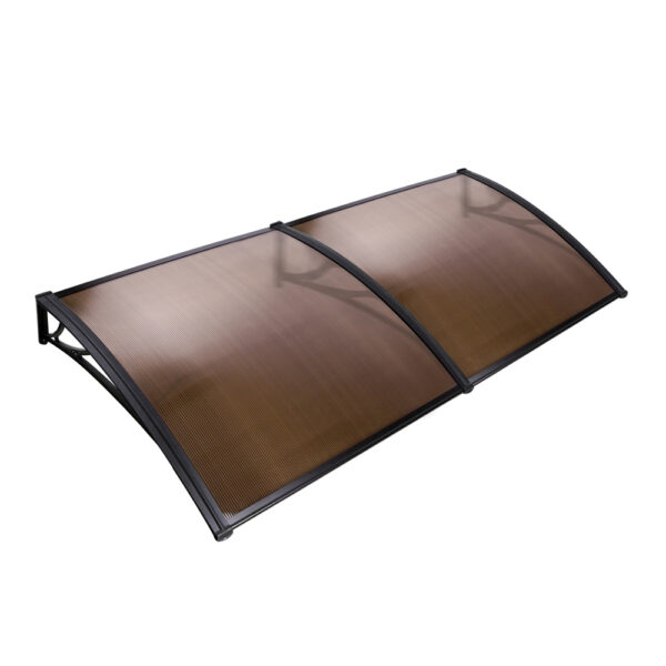 Aplusliving-UV Rain Resistant Brown Door Window Awning Canopy Sun Shield 1x2m DIY Patio