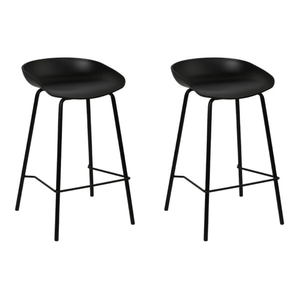 Aplusliving-2x Modern Black Bar Stools 67cm PP Seat Metal Frame with Footrest & Floor Protec