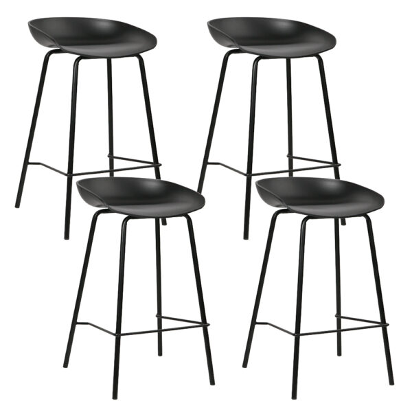 Aplusliving-4 Modern Kitchen Bar Stools 67cm PP Seat Metal Frame Footrest Anti slip Set