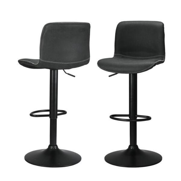 Aplusliving-2x Bar Stools Kitchen Swivel Gas Lift Chairs Black Adjustable Height 360 Swivel