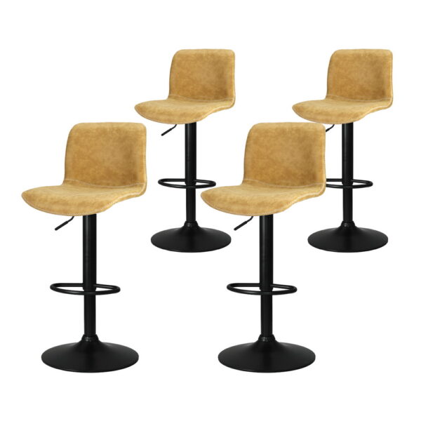 Aplusliving-Bar Stools Brown Adjustable Height 360 Swivel Kitchen Dining Set