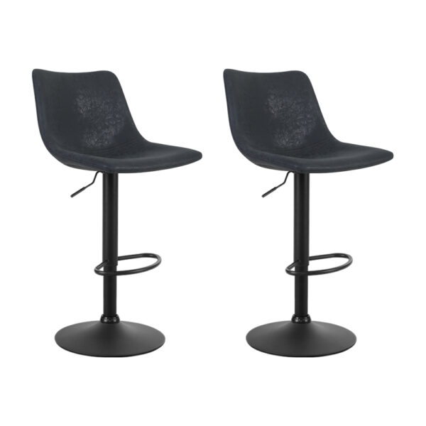 Aplusliving-2x Adjustable Swivel Bar Stools High Back Vintage PU Leather Black Gas Lift