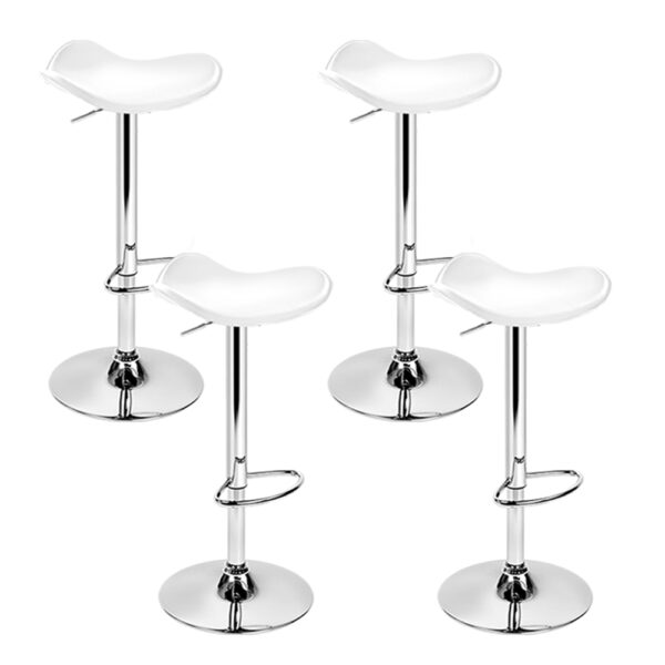 Aplusliving-4x White Leather Bar Stools Adjustable Swivel Chairs Foam Padded Seat Comfort