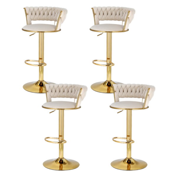 Aplusliving-Bar Stools Ivory Adjustable Height Velvet Swivel Comfortable Elegant