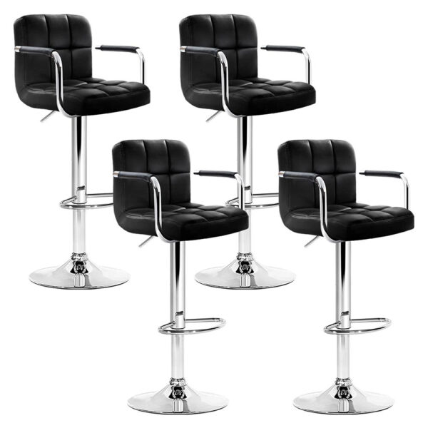 Aplusliving-4x Adjustable Swivel Bar Stools Faux Leather Padded Seat Black Gas Lift Armrest