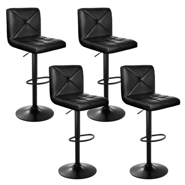 Aplusliving-4x Adjustable Swivel Bar Stools PU Leather Padded Seat Black Gas Lift Chair