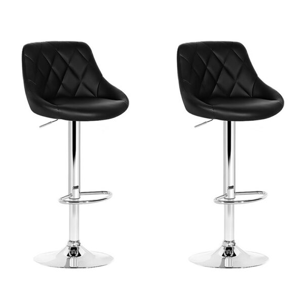 Aplusliving-2x Adjustable Swivel Bar Stools PU Leather Padded Seat Black Gas Lift 150kg