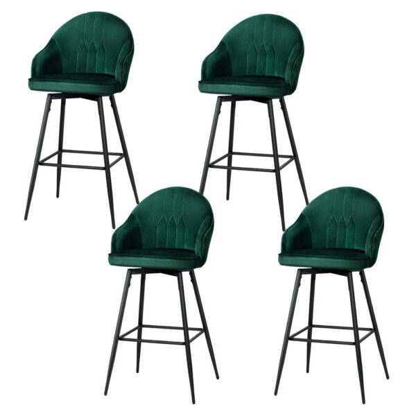 Aplusliving-Bar Stools Green 72cm Velvet Swivel Comfortable Elegant Durable