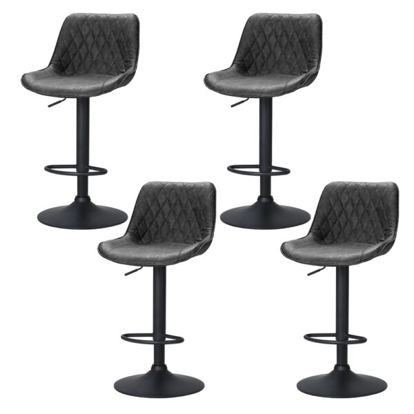 Aplusliving-Bar Stools Black Adjustable Height 360 Degree Swivel Vintage Design