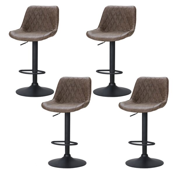 Aplusliving-Bar Stools Brown Adjustable Height 360 Swivel Vintage Design Comfort