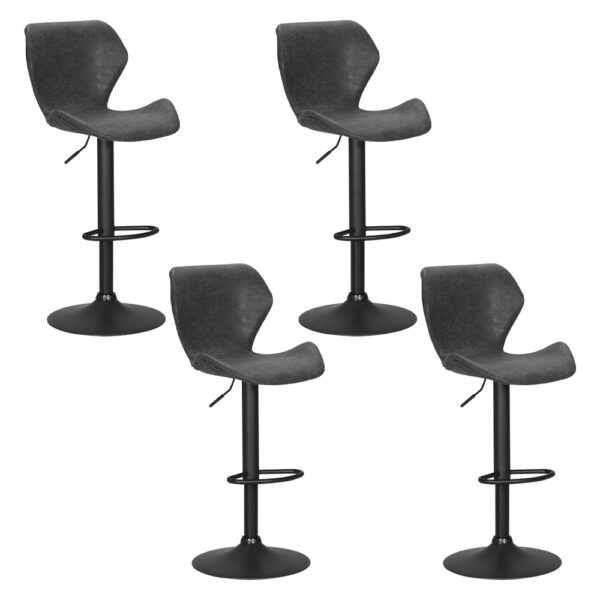 Aplusliving-Bar Stools Black Adjustable Height Vintage Leather 360 Swivel Comfortable