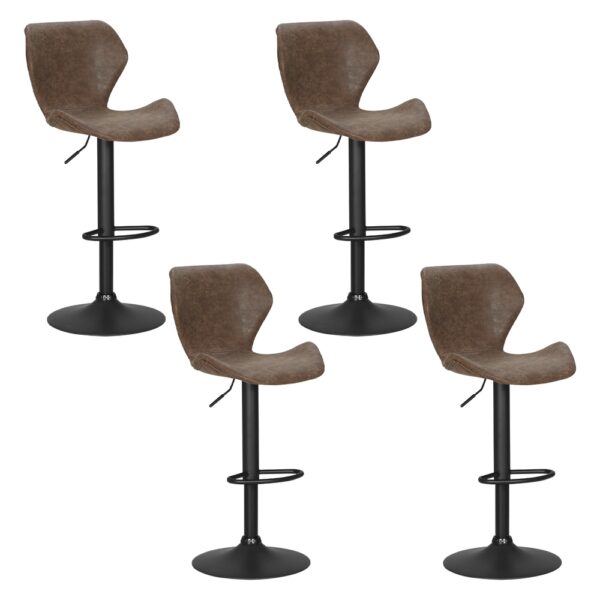 Aplusliving-Bar Stools Brown Adjustable Height Vintage Leather 360 Swivel Comfortable