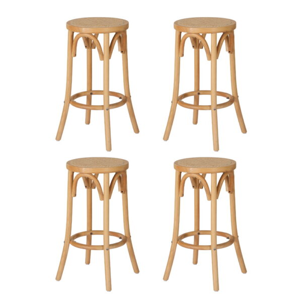 Aplusliving-Bar Stool Pine 65cm Rattan Seat Beechwood Easy Assembly 150kg Capacity