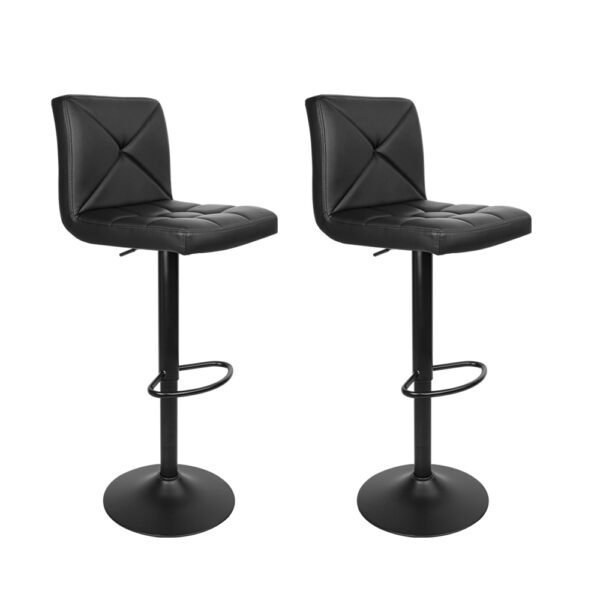 Aplusliving-2x Black PU Leather Swivel Bar Stools Adjustable Gas Lift 150kg Capacity