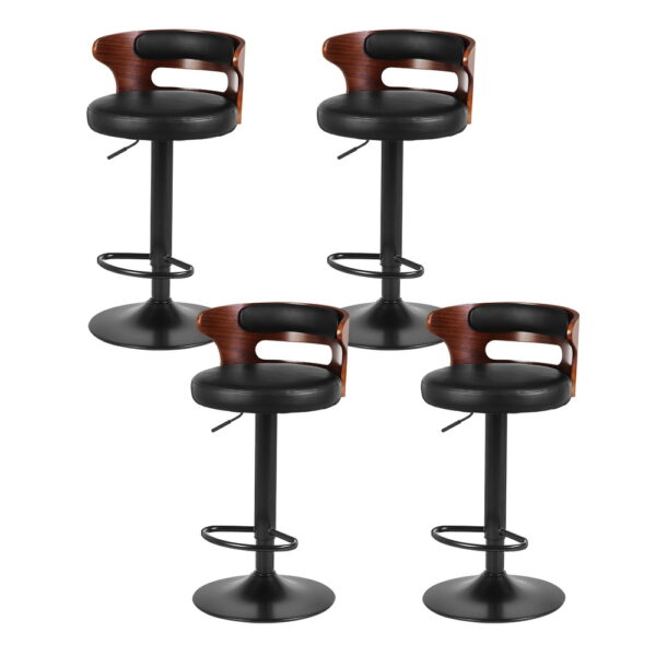 Aplusliving-Bar Stools Black Adjustable Height Comfortable Modern Design Set of 4