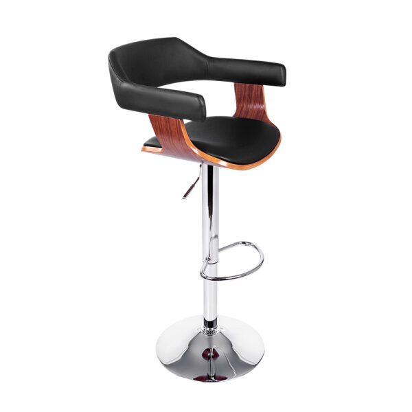 Aplusliving-Swivel Leather Bar Stool Adjustable Wooden Chrome Gas Lift Comfort Seat Black