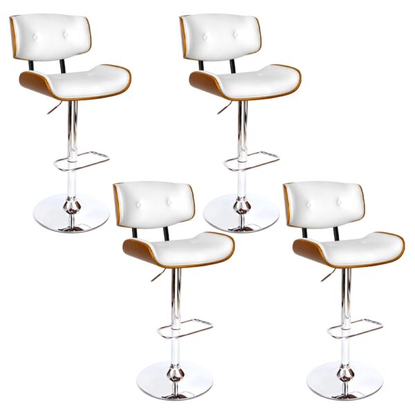 Aplusliving-Bar Stool Wooden White PU Leather 4 Pack Comfortable Modern Design