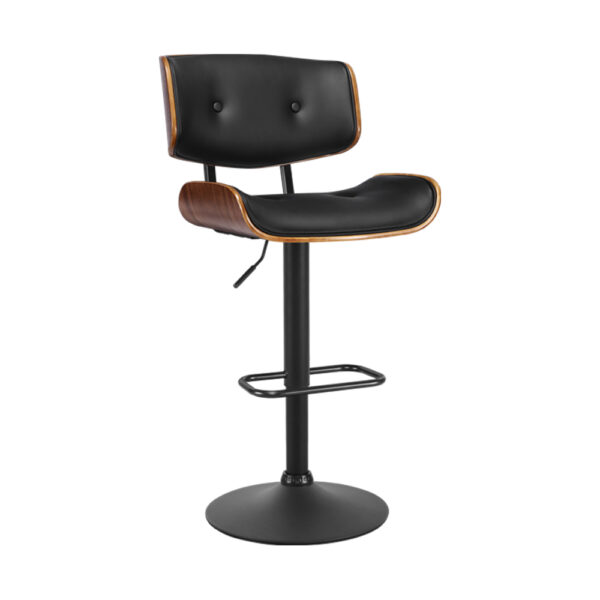 Aplusliving-Modern Black Leather Bar Stool 360 Swivel Gas Lift Wooden Base SGS Tested 150kg