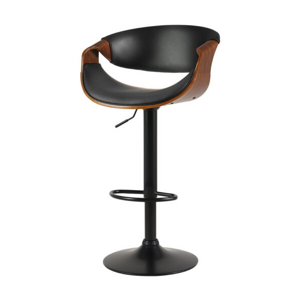 Aplusliving-Adjustable Leather Bar Stool w/ Armrest Swivel Gas Lift Contemporary Black