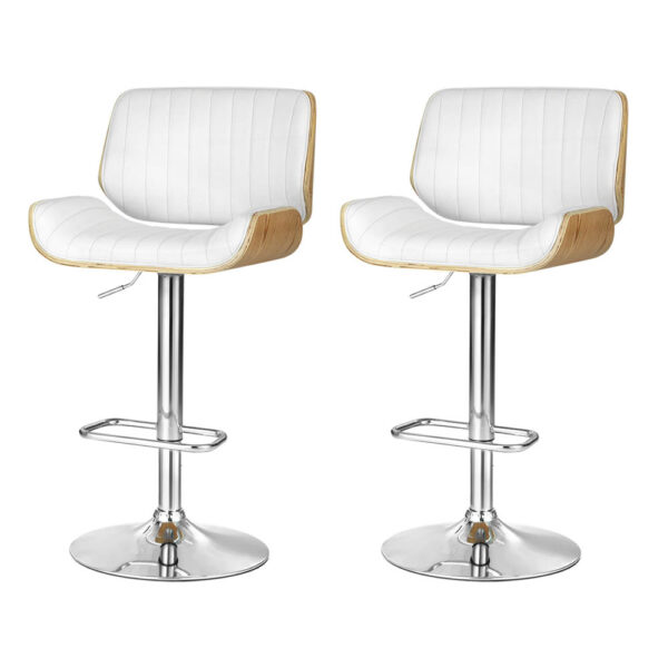 Aplusliving-Bar Stools White Adjustable 360 Swivel Soft Padded Elegant Design