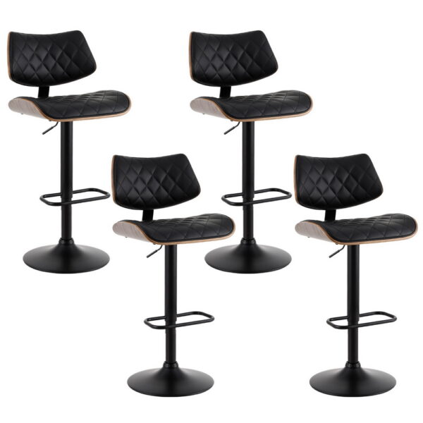 Aplusliving-Bar Stools Black 4 Pack Adjustable Height Swivel Kitchen Dining