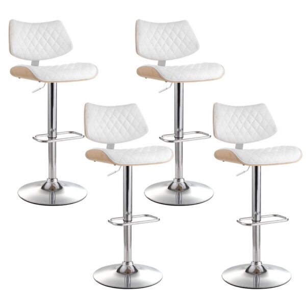 Aplusliving-Bar Stools White 4 Pack Adjustable Height Swivel Kitchen Dining