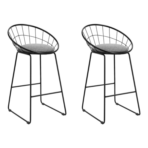 Aplusliving-2x Modern Padded Bar Stools 65cm Steel Frame Faux Linen Kitchen Counter Chairs