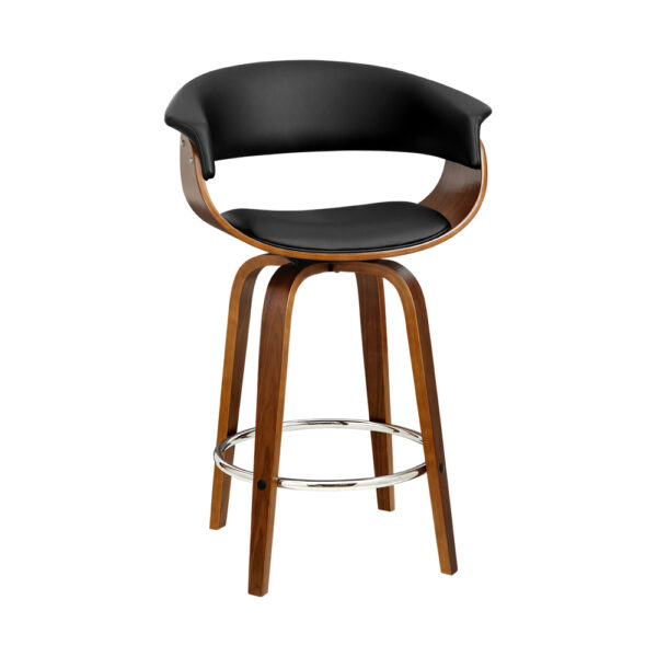 Aplusliving-Swivel Bar Stool Wooden Frame PU Leather Seat Rotatable with Footrest 150kg