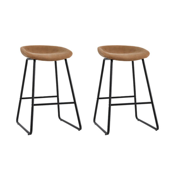 Aplusliving-Bar Stools Brown 65cm Set of 2 Kitchen Dining Comfortable Stylish