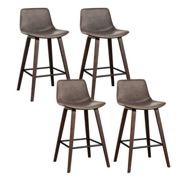 Aplusliving-Bar Stool Walnut 4 Pack Faux Leather Comfortable Stylish Durable