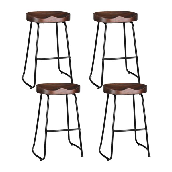 Aplusliving-Industrial Elm Wood Tractor Seat Bar Stools 65cm Black Set of 4 Retro Modern