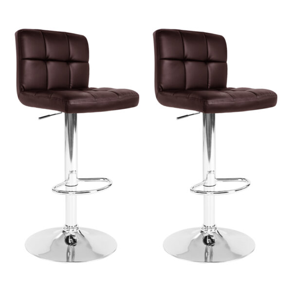 Aplusliving-2x Adjustable Swivel Bar Stools Chocolate PU Leather Extra Thick Padding