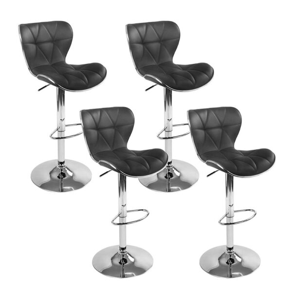 Aplusliving-4 Black PU Leather Adjustable Swivel Bar Stools Chrome Base Footrest Set of 4