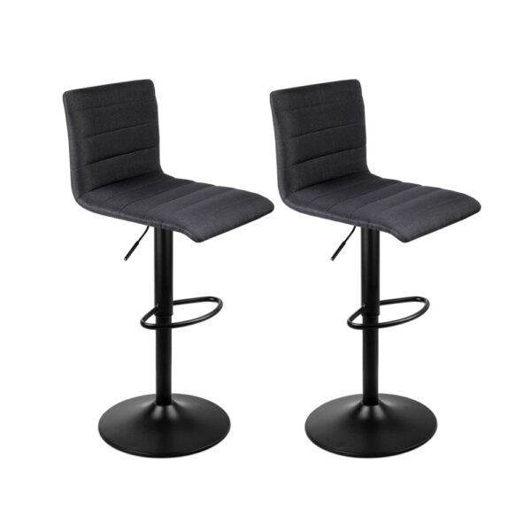 Aplusliving-2x Adjustable Swivel Bar Stools High Density Foam Black Gas Lift Kitchen Chairs