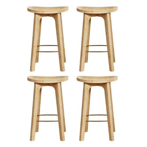 Aplusliving-Bar Stools Bamboo Rattan 67cm Height Kitchen Dining Comfortable Stylish