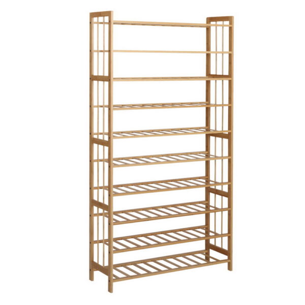 Aplusliving-Shoe Storage Bamboo Rack 10-Tier Natural 80cm x 25cm x 150cm