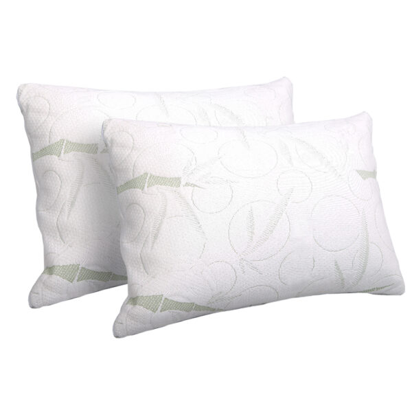 Aplusliving-Set of 2 Bamboo Memory Foam Pillows Hypoallergenic 70x40cm Zip Cover