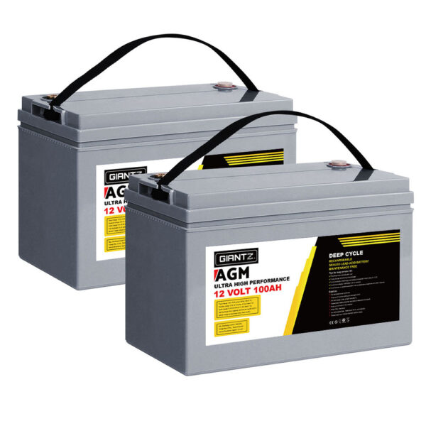 Aplusliving-12V 100Ah AGM Deep Cycle Battery Dual Pack Marine Solar Power Storage 1400 Cycle