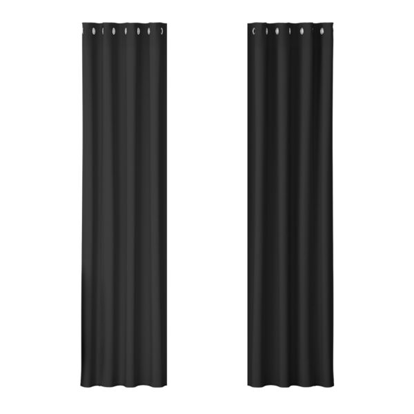 Aplusliving-Blackout Thermal Insulated Curtains 140x230cm Eyelet Black 2 Panels Noise Reduct