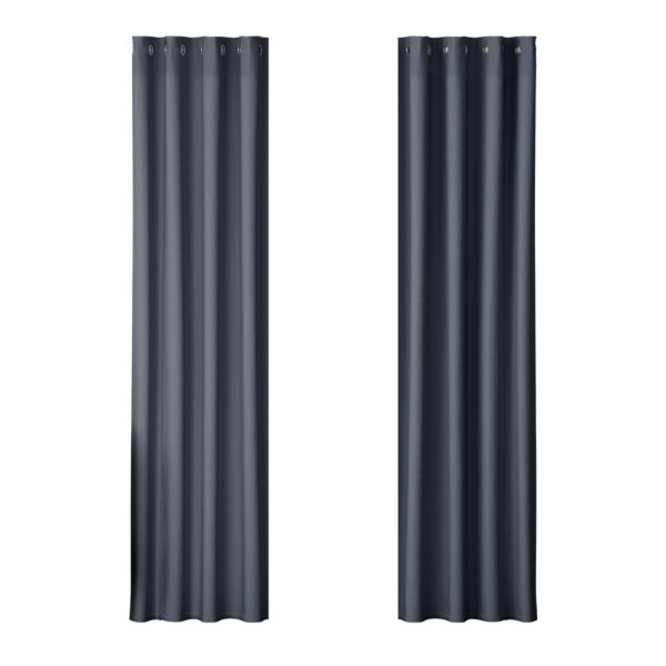 Aplusliving-2X Charcoal Blackout Curtains 140x230cm Thermal Insulated Eyelet Panels